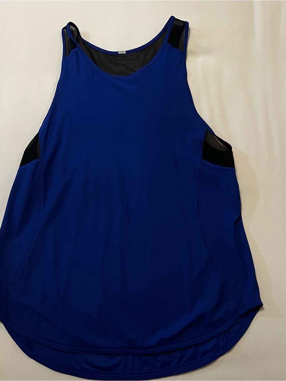 lululemon athletica Deep Royal Blue and Black Mesh-Back Sculpt Tank